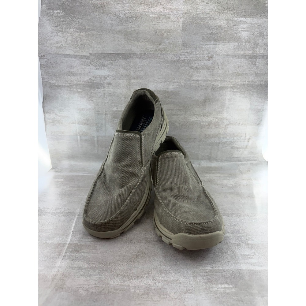 Skechers Relaxed Fit Men 11 Olive Green Slip On Loafers 64626 Memory Foam Shoes